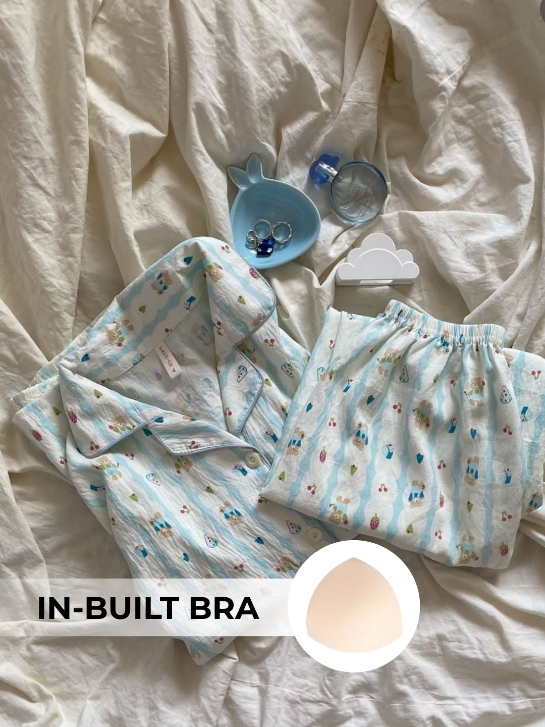 Blueberry Treat Padded Nightsuit Set (3PCS)