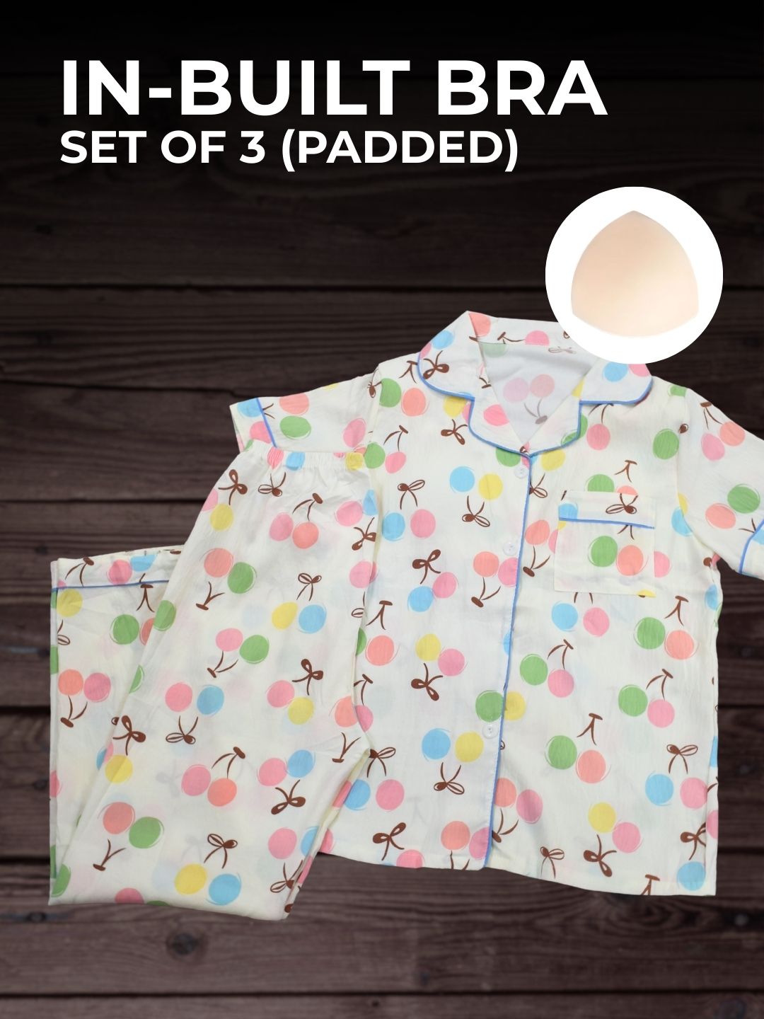 Bubble Pop Padded Nightsuit Set (3PCS)