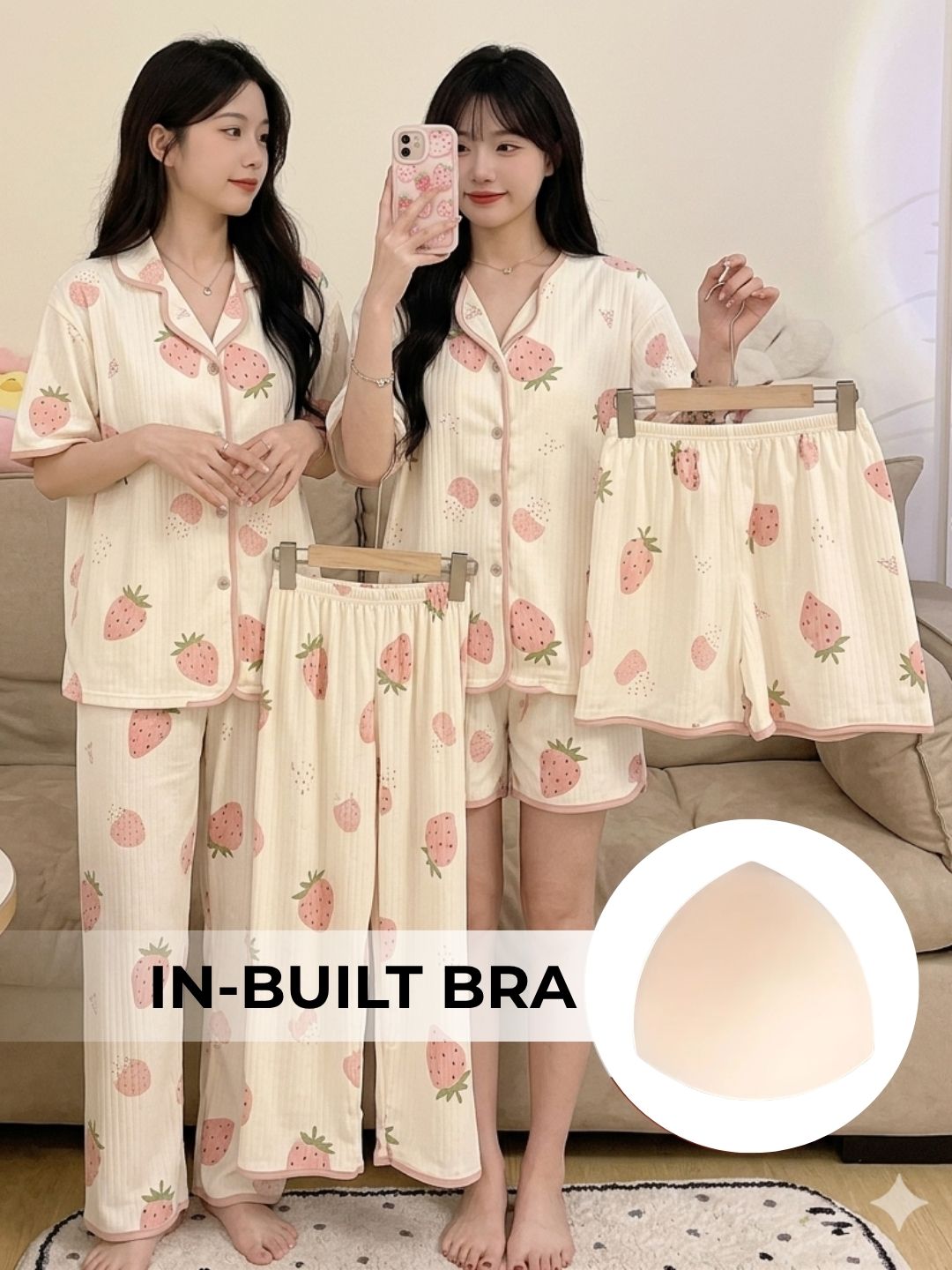 Sweet Berry Padded Nightsuit (3PCS)