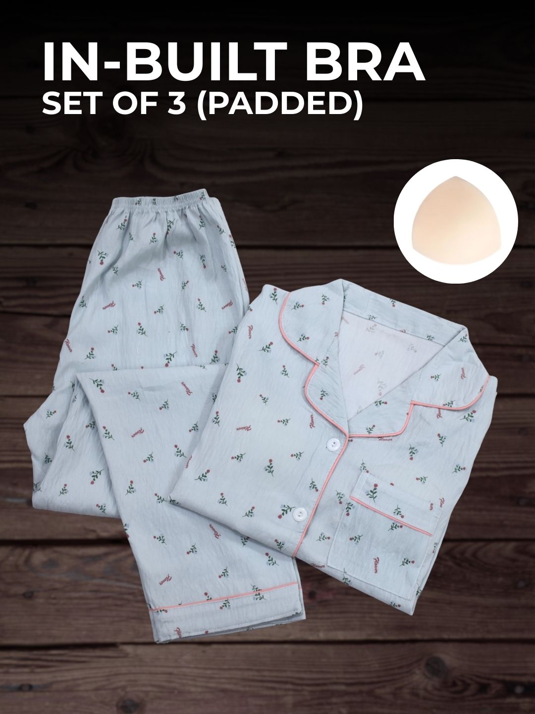 Botanic Padded Nightsuit Set (3PCS)