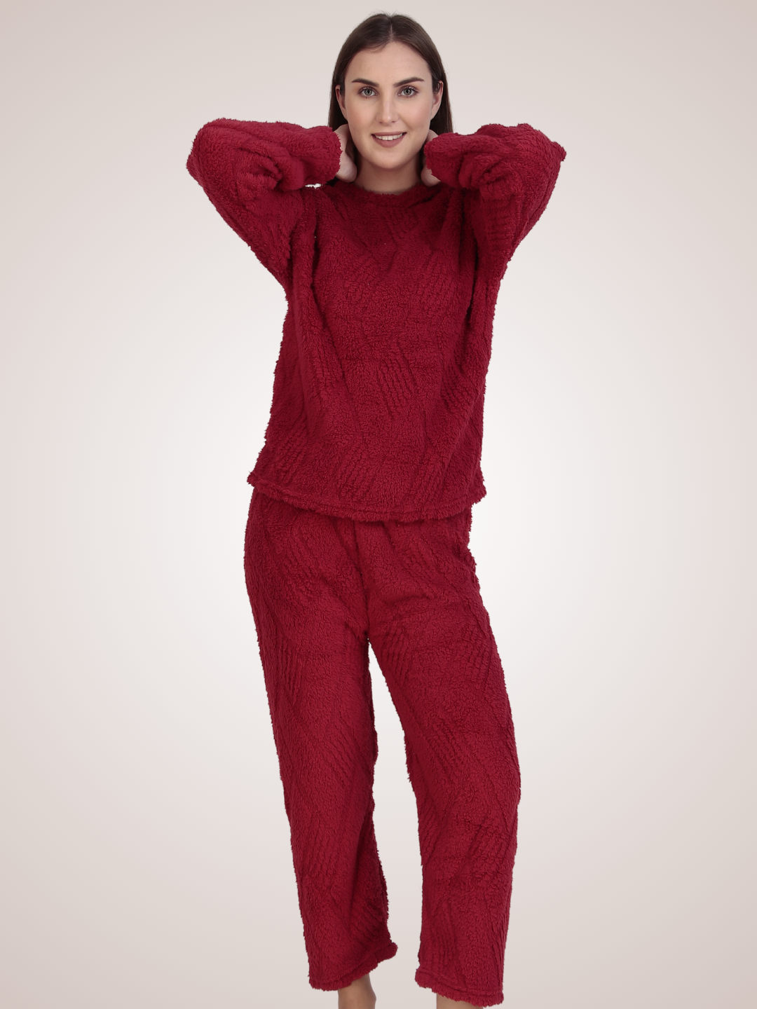 Red Furry Stripes Nightsuit