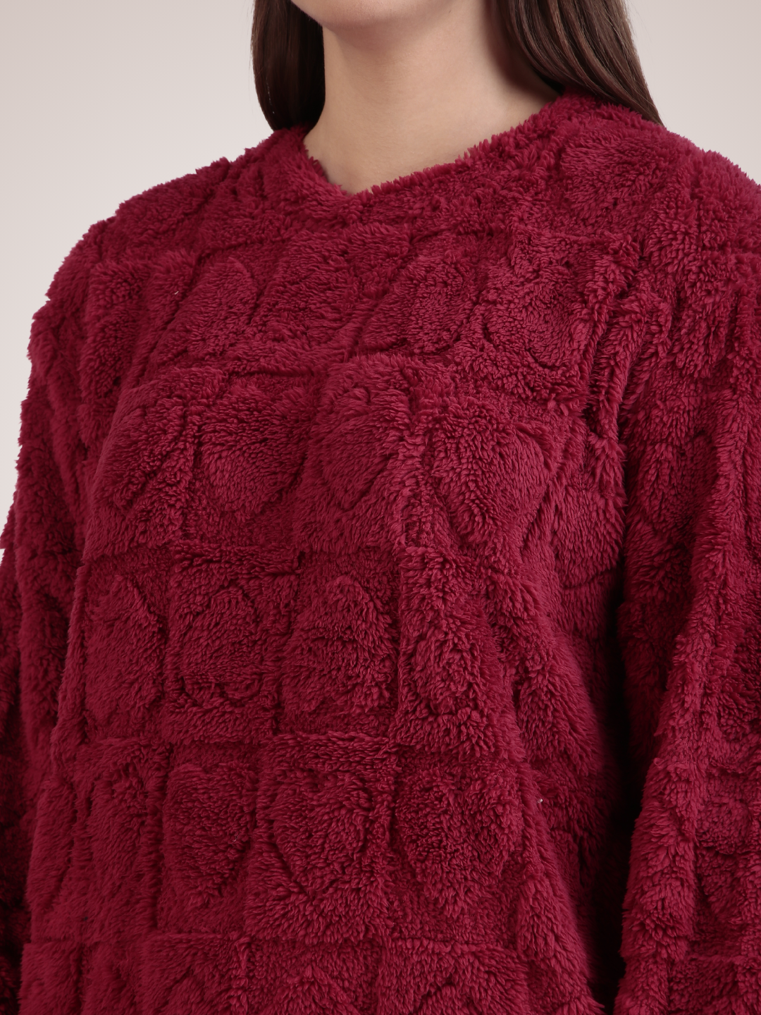Maroon Dreamy Hearts Nightsuit