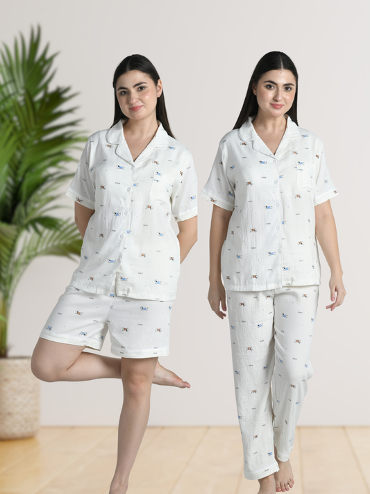 Tail Wags Padded Nightsuit (3 Pc Set)