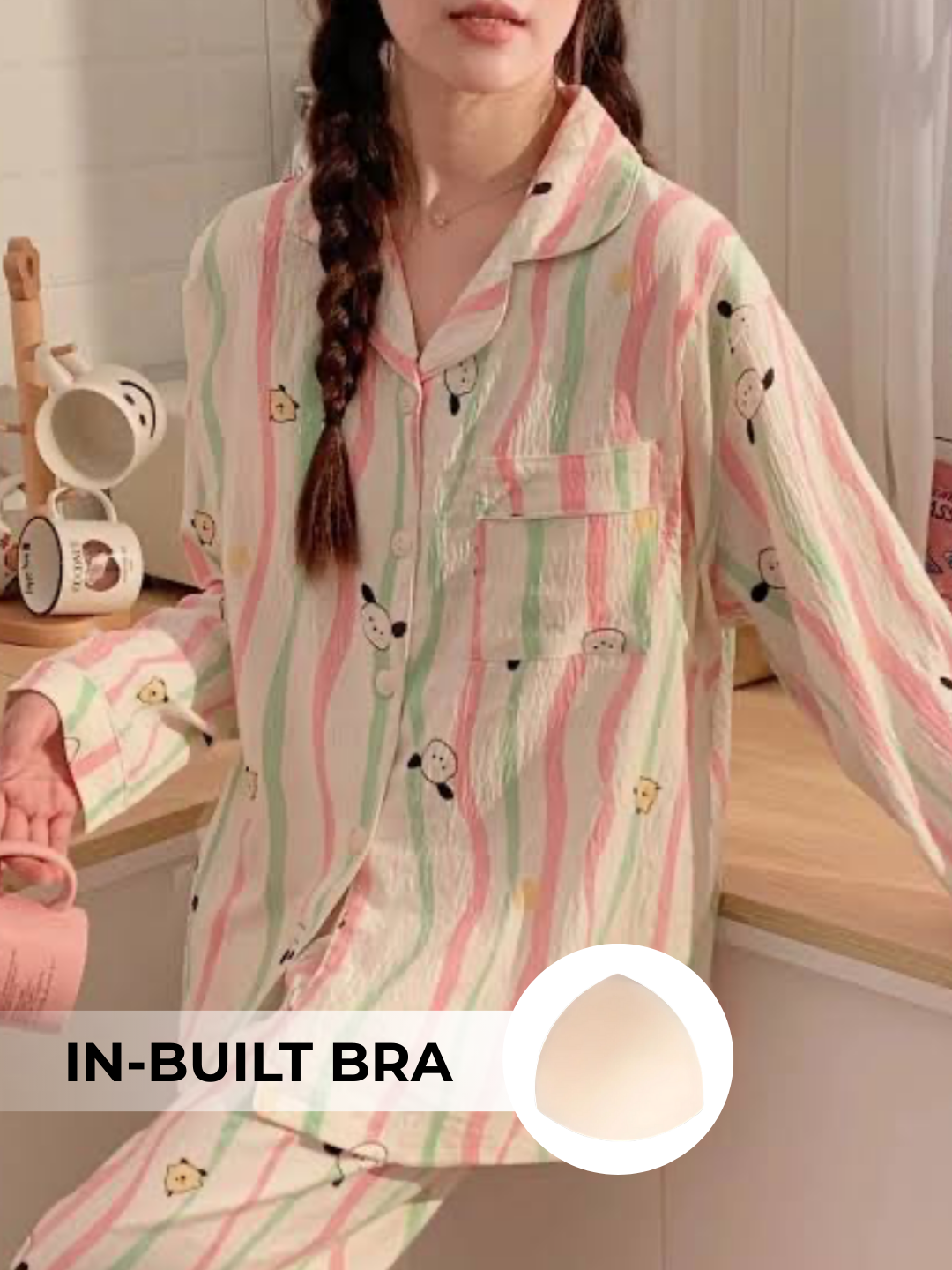 Pillow Talk Padded Nightsuit Set (3PCS)