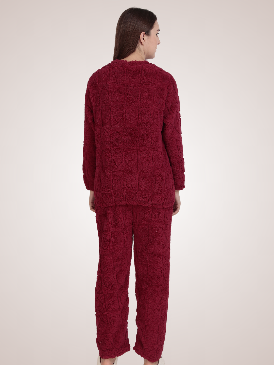 Maroon Dreamy Hearts Nightsuit