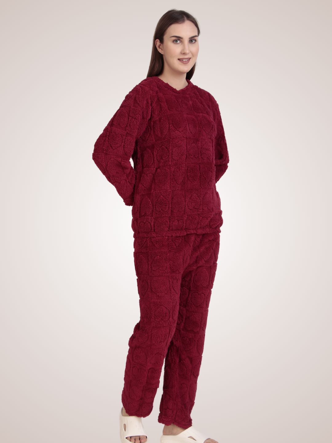 Maroon Dreamy Hearts Nightsuit