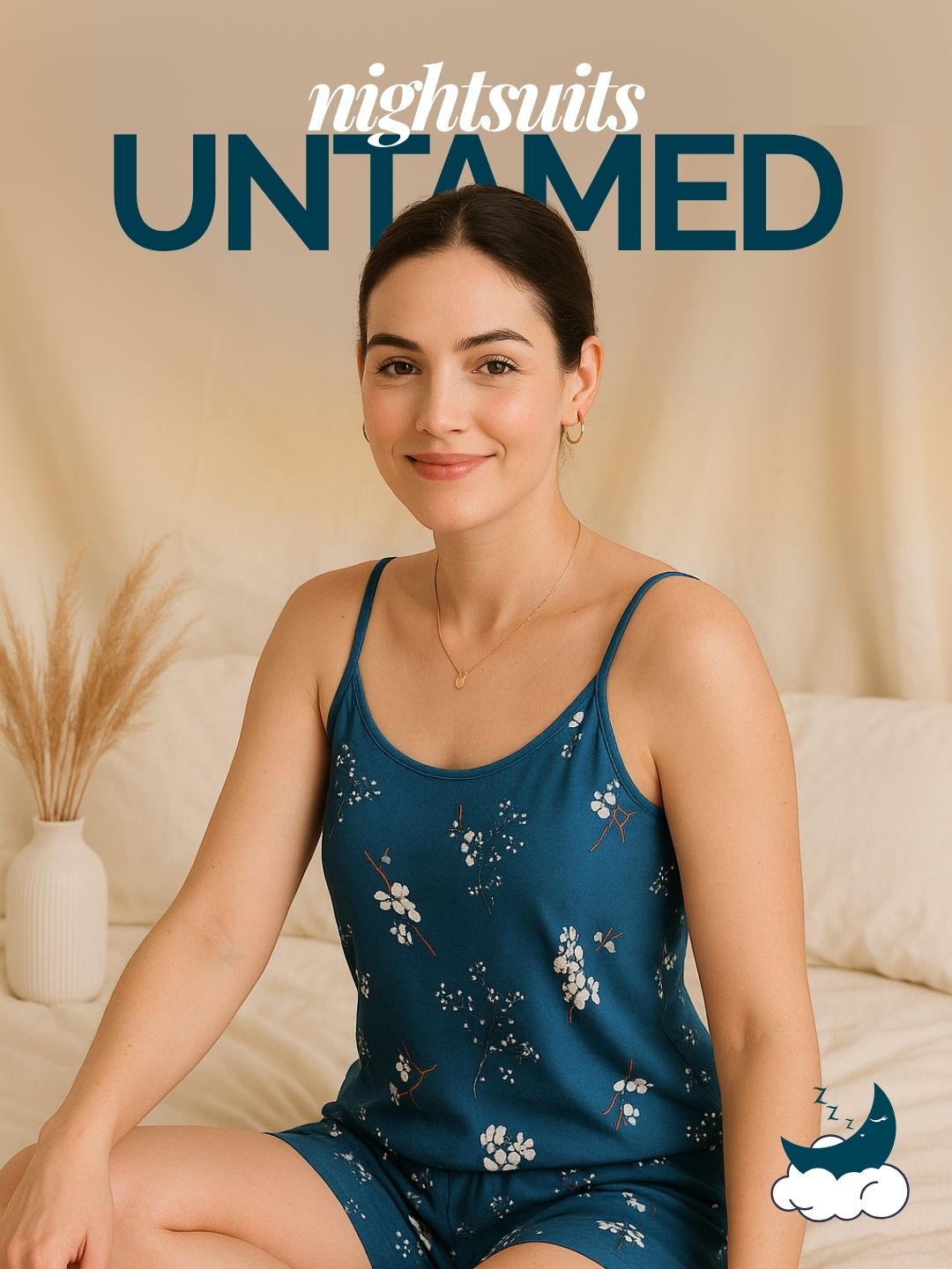 Teal Blue Floral Nightsuit