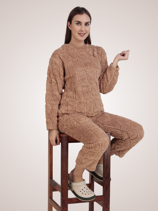 Beige Dreamy Hearts Nightsuit