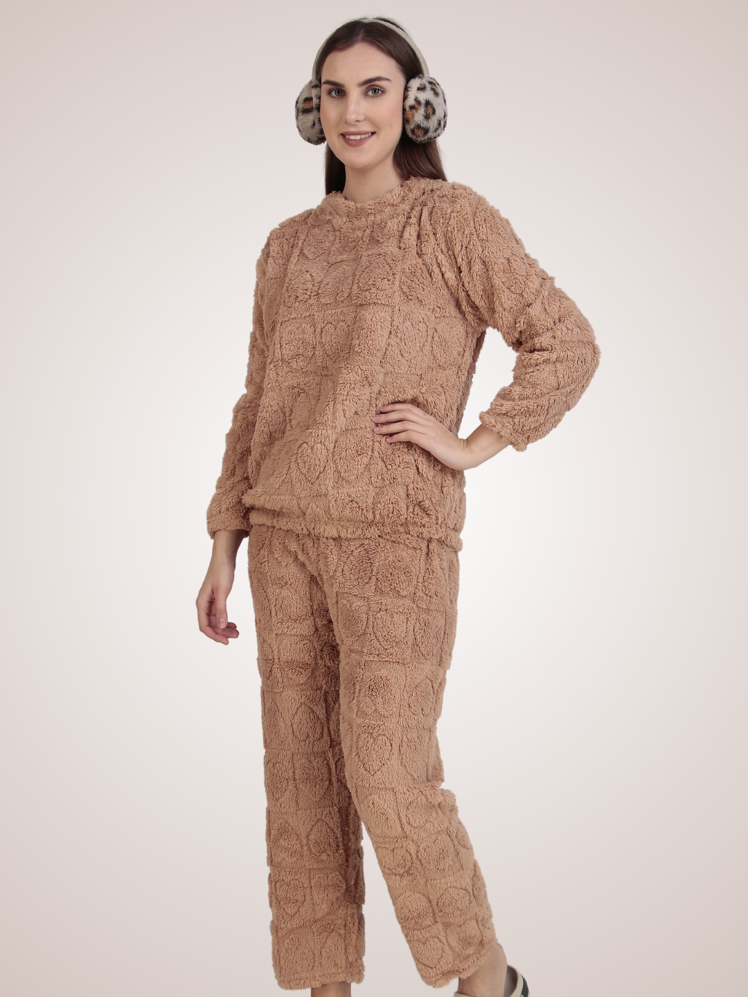 Beige Dreamy Hearts Nightsuit