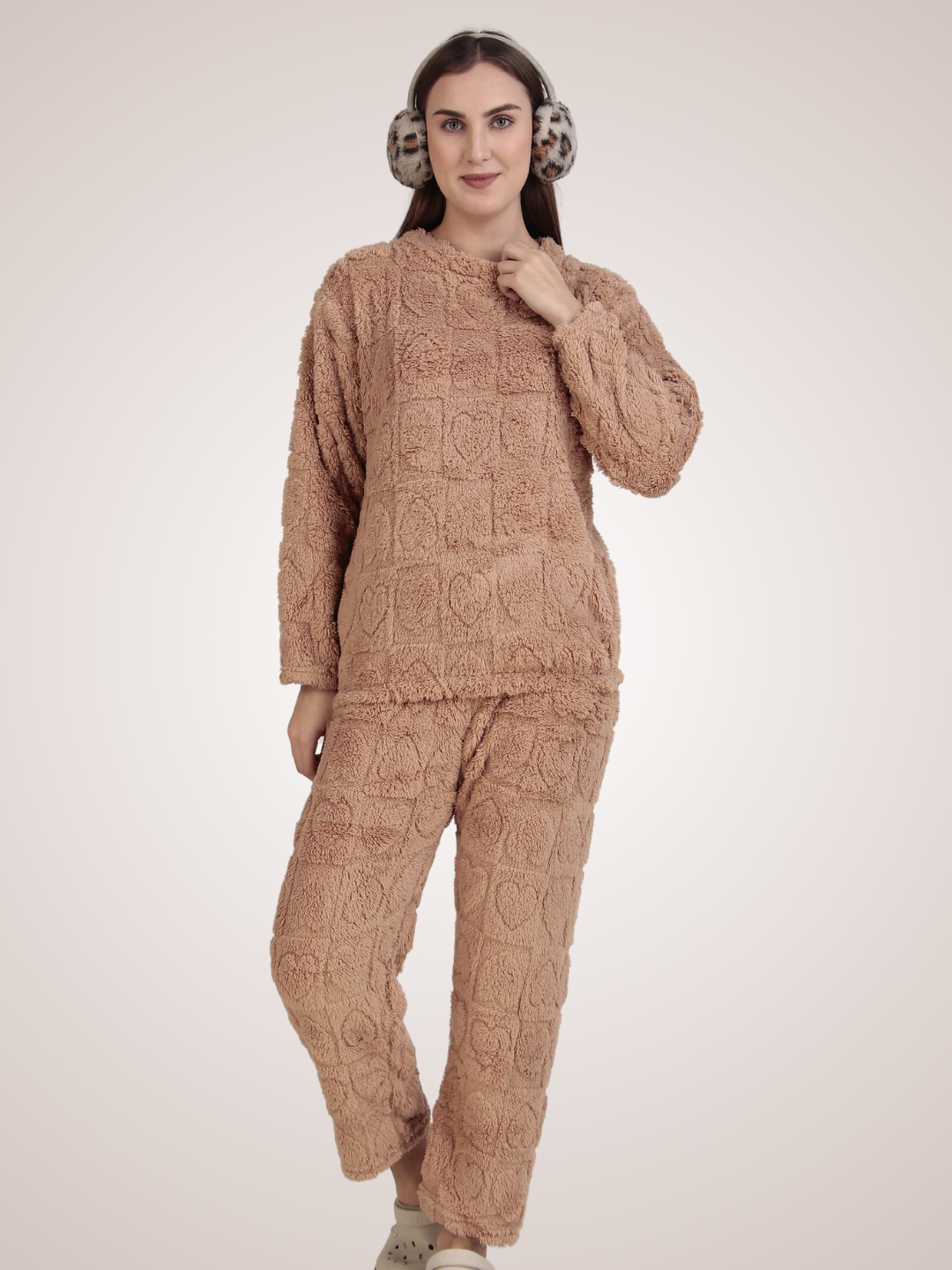 Beige Dreamy Hearts Nightsuit