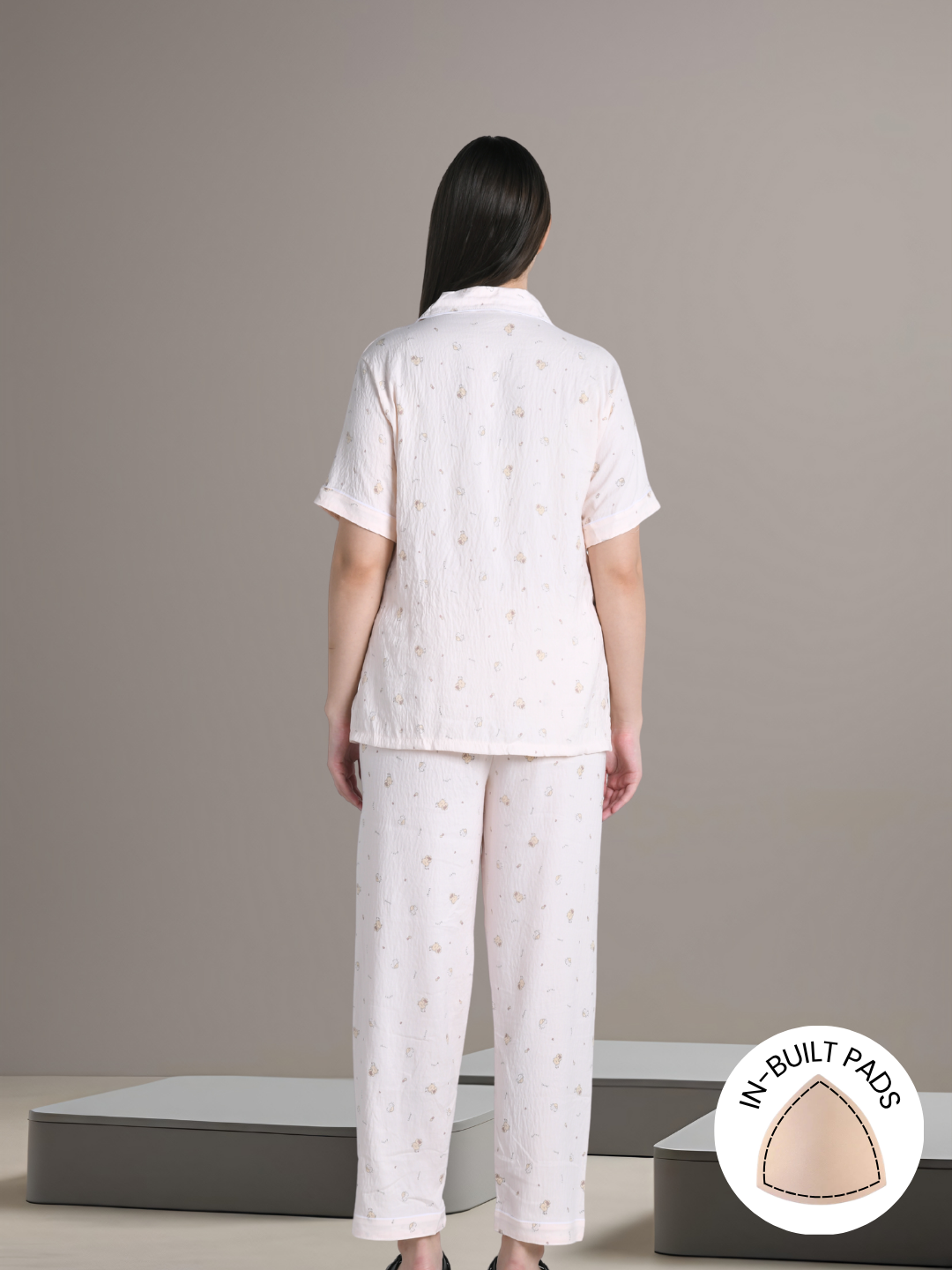 Sleepy Kitty Padded Nightsuit (3 Pc Set)