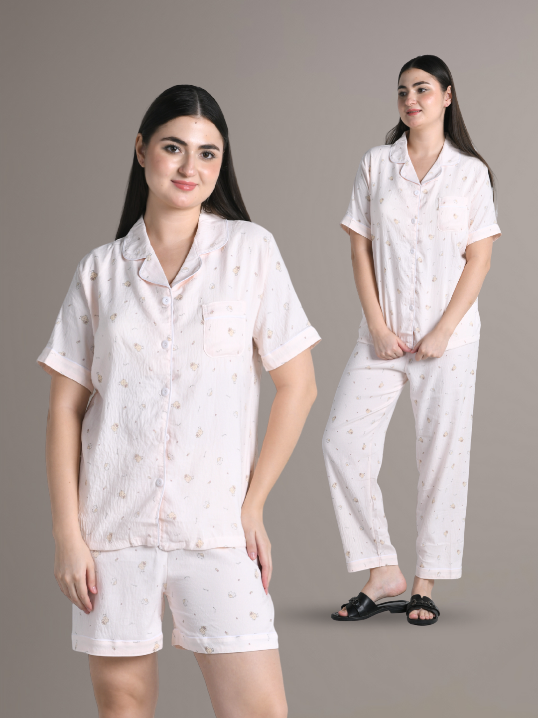 Sleepy Kitty Padded Nightsuit (3 Pc Set)
