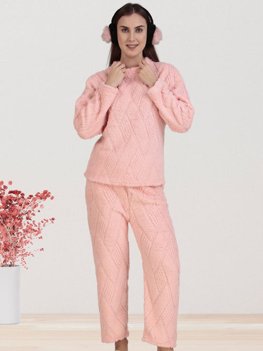 Pink Furry Stripes Nightsuit
