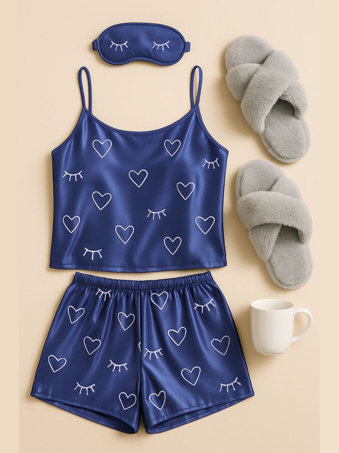 Royal Blue Satin Nightsuit