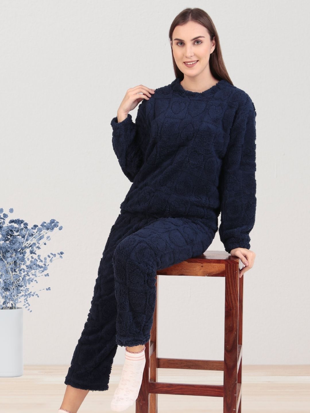 Navy Blue Dreamy Hearts Nightsuit