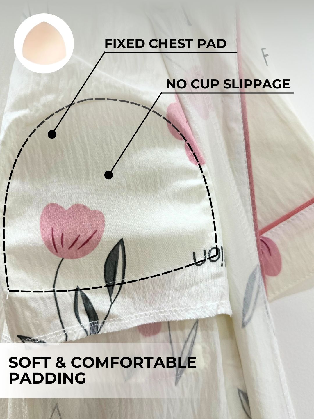 Dreamy Florals Padded Nightsuit Set (3PCS)