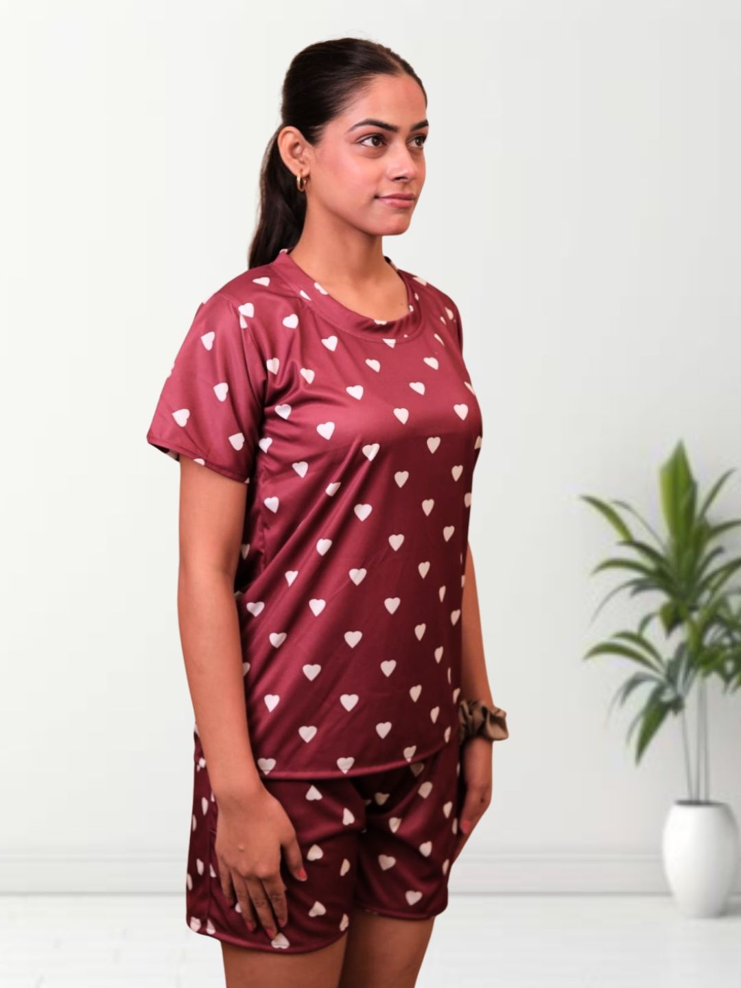 Maroon Heart Nightsuit