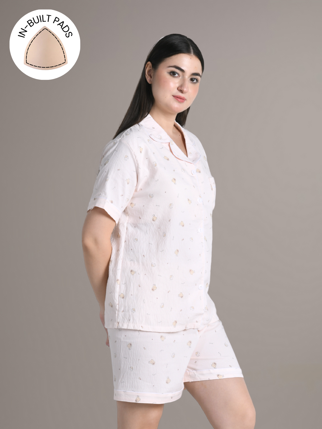 Sleepy Kitty Padded Nightsuit (3 Pc Set)
