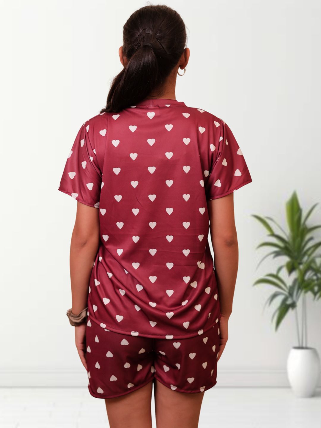 Maroon Heart Nightsuit