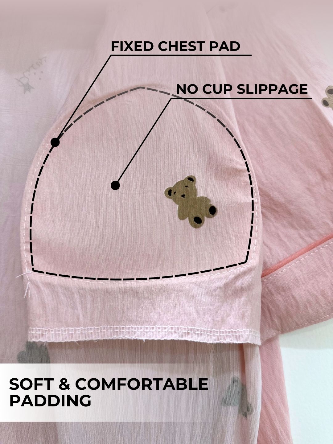 Pink Bear Padded Nightsuit Set (3PCS)
