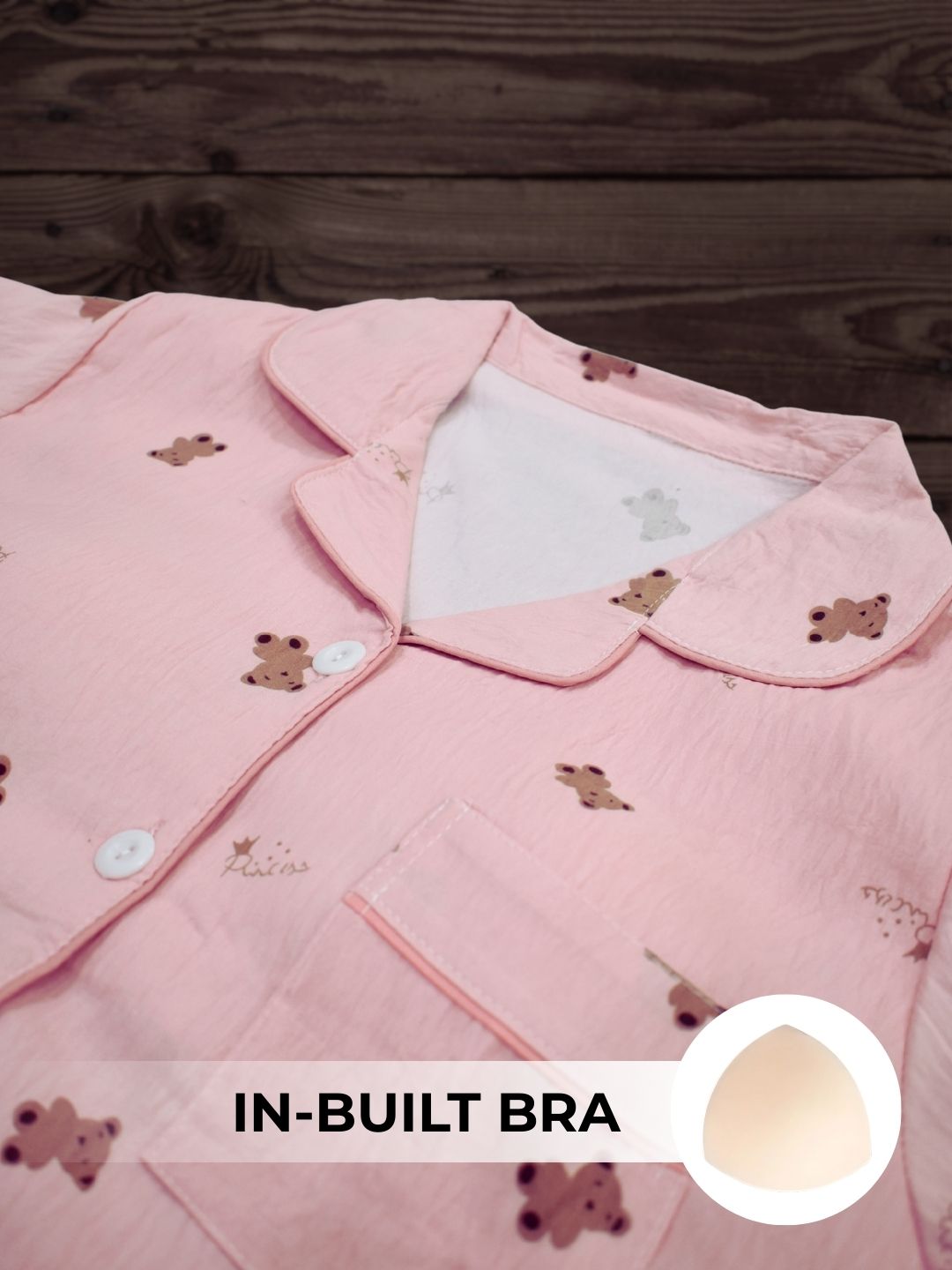 Pink Bear Padded Nightsuit Set (3PCS)