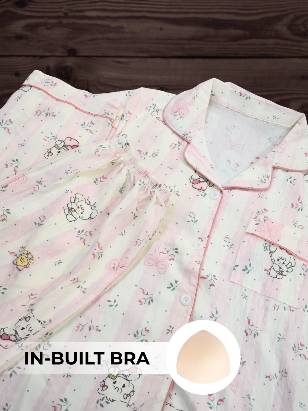 Blossom Bunny Padded Nightsuit Set (3PCS)
