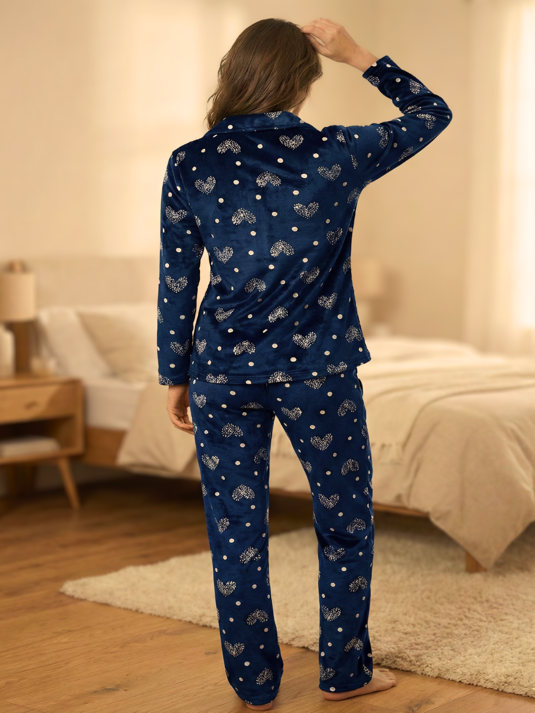 Blu Heart Velvet Nightsuit