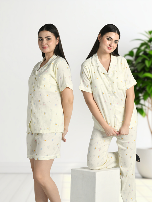 Cupcake Cuddles Padded Nightsuit (3 Pc Set)