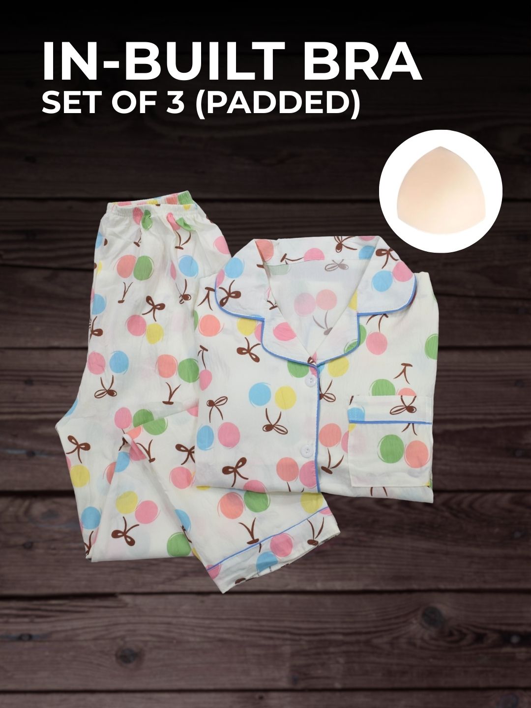 Bubble Pop Padded Nightsuit Set (3PCS)