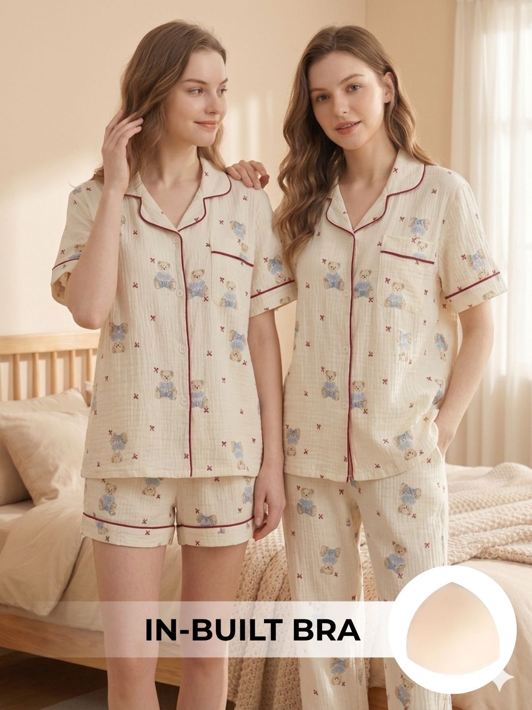 Teddy Hugs Padded Nightsuit (3PCS)