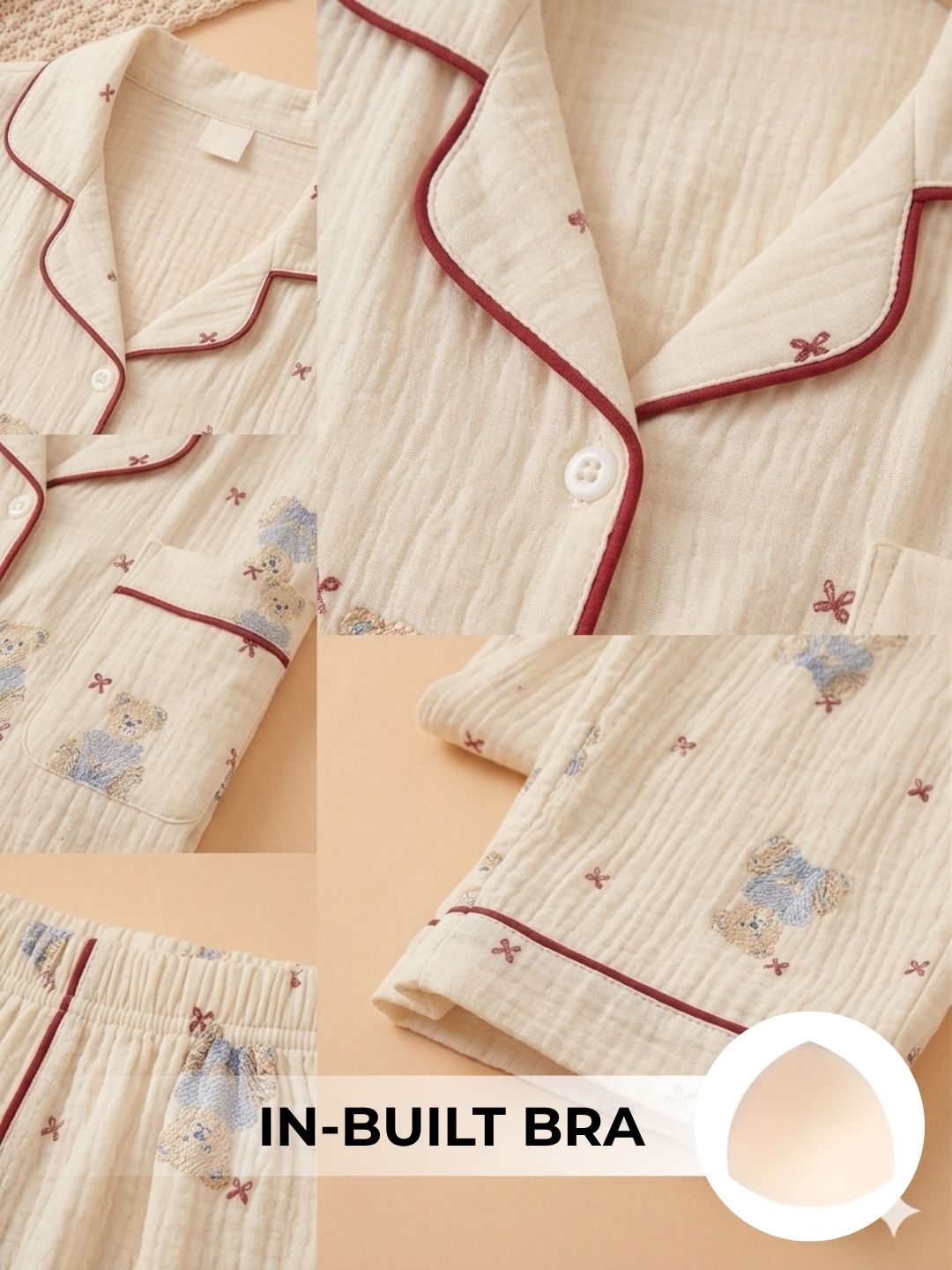 Teddy Hugs Padded Nightsuit (3PCS)