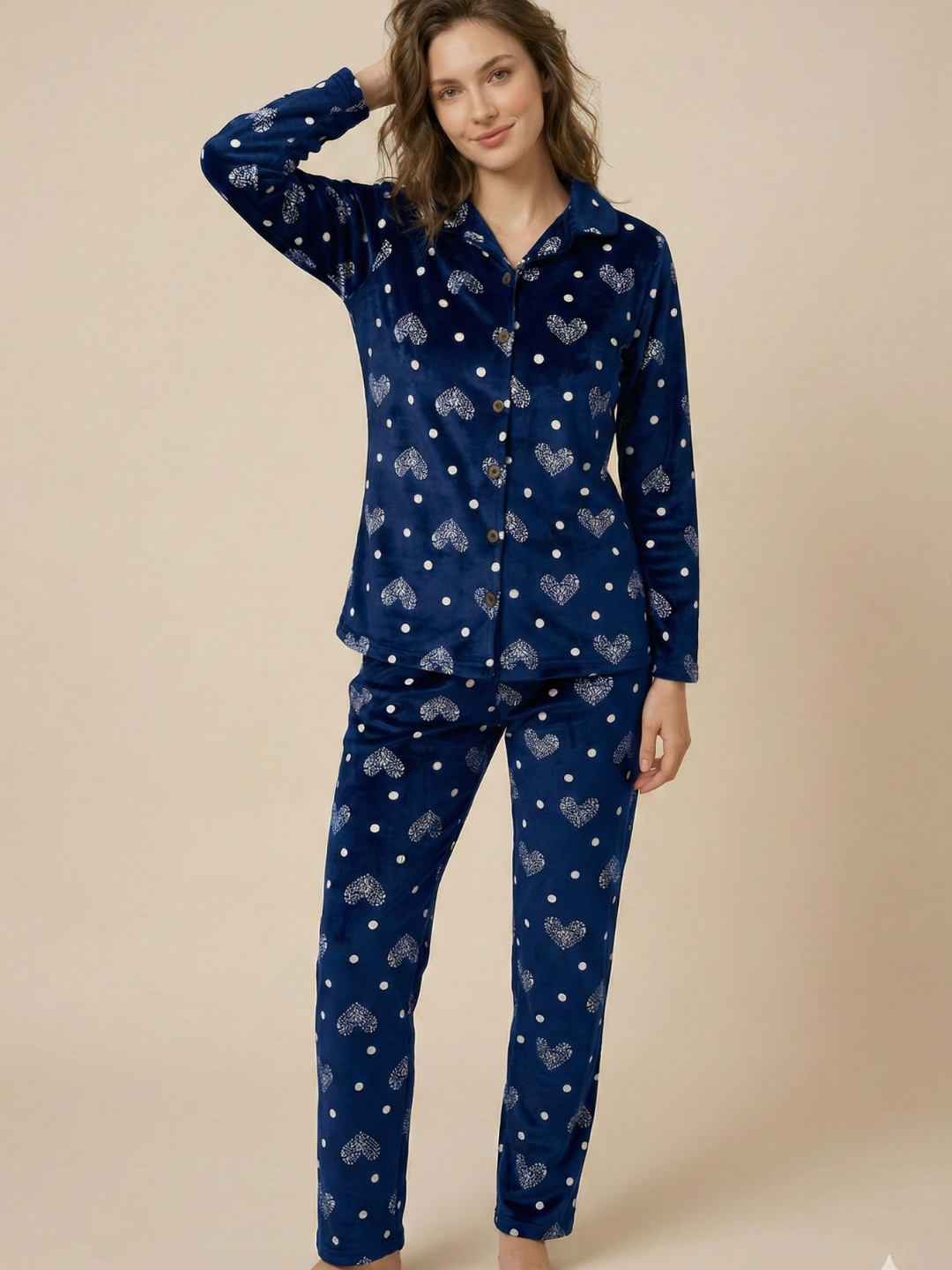 Blu Heart Velvet Nightsuit