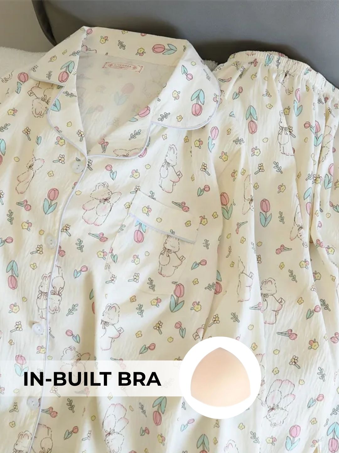 Twilight Bloom Padded Nightsuit Set (3PCS)