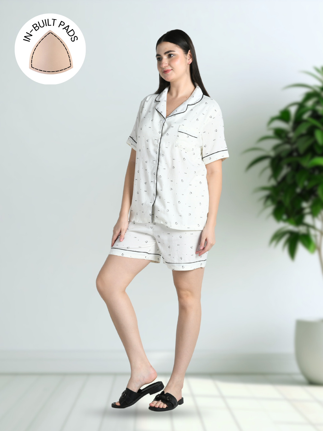 Luna Heart Padded Nightsuit (3 Pc Set)
