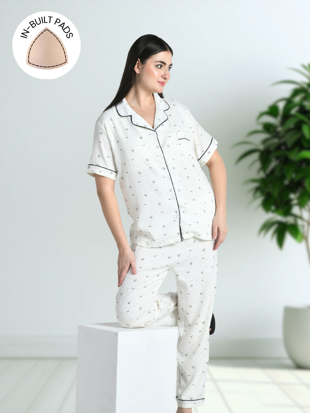 Luna Heart Padded Nightsuit (3 Pc Set)