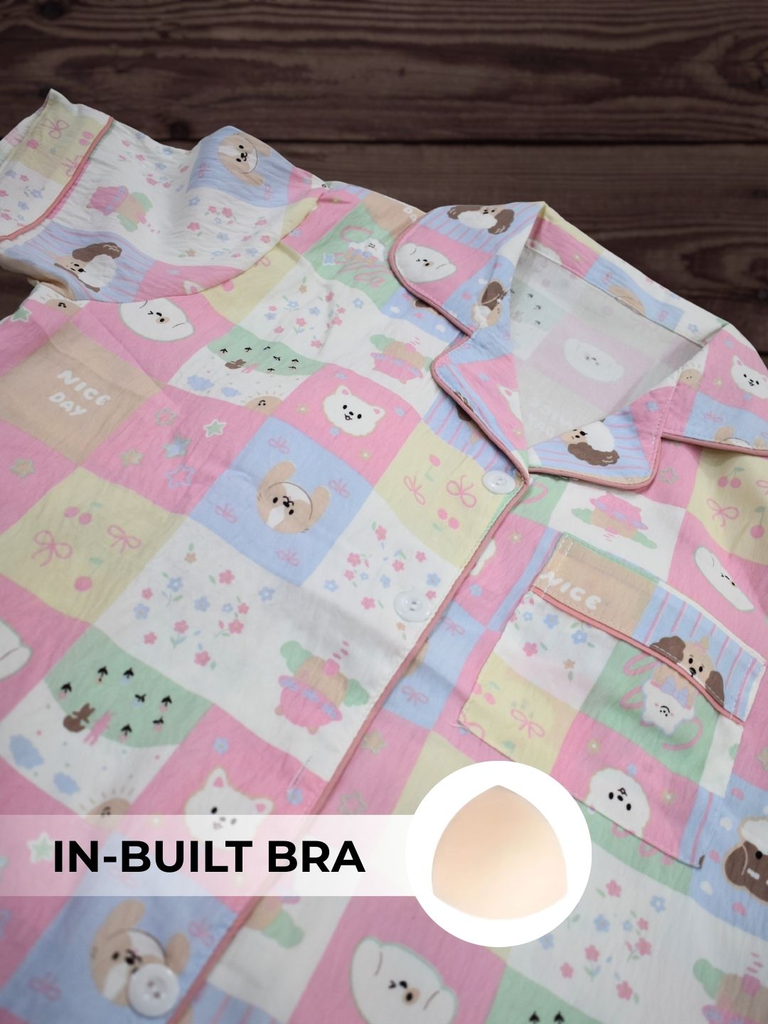 Colour Pop Padded Nightsuit Set (3 PCS)