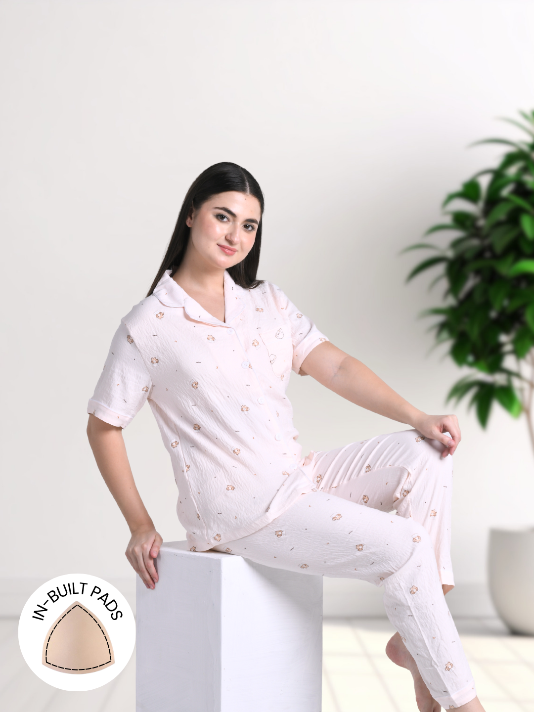 Happy Kitty Padded Nightsuit (3 Pc Set)
