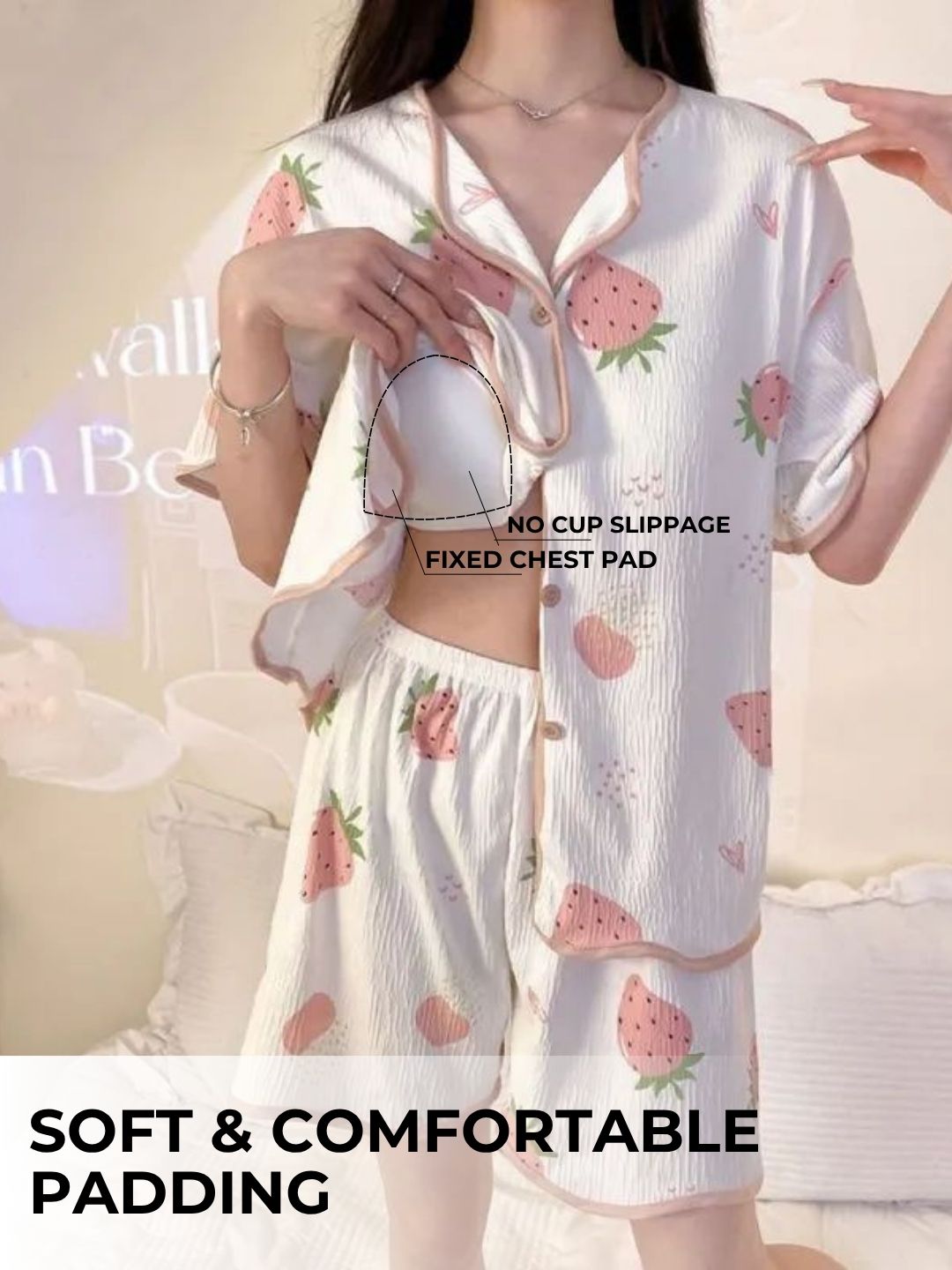 Sweet Berry Padded Nightsuit (3PCS)