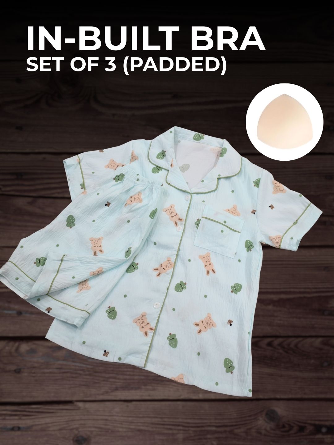 Bunny Padded Nightsuit Set (3PCS)