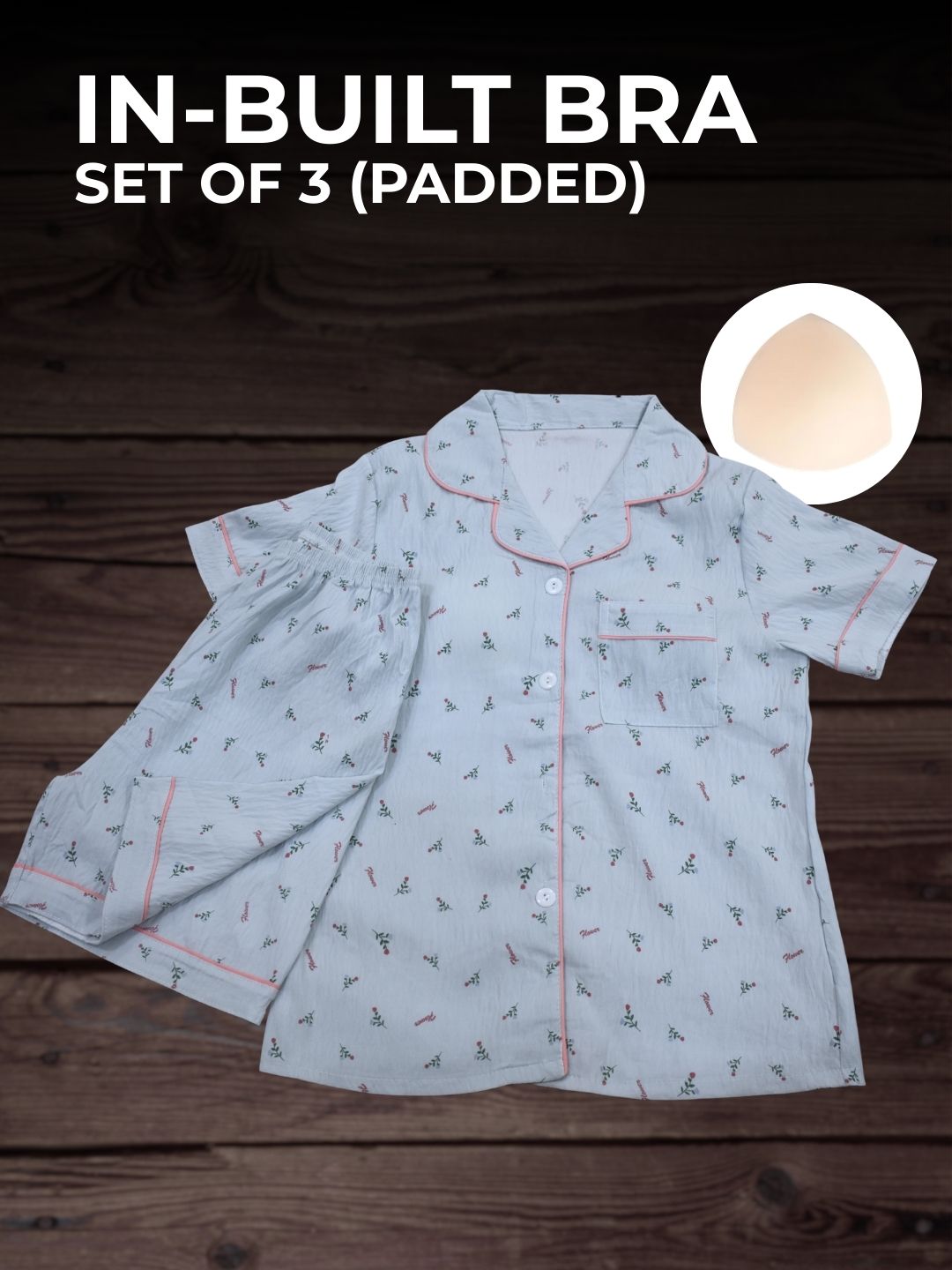 Botanic Padded Nightsuit Set (3PCS)