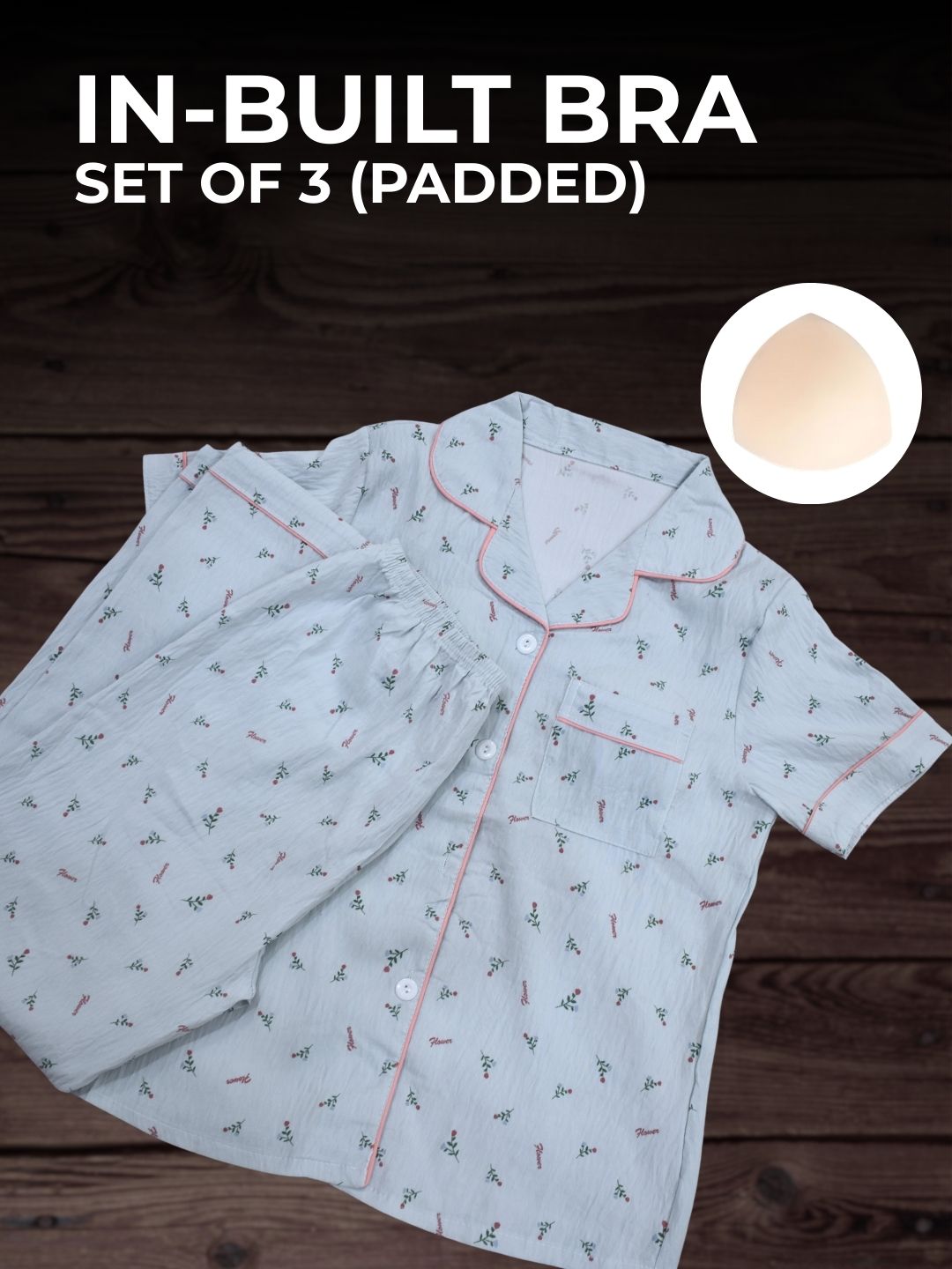 Botanic Padded Nightsuit Set (3PCS)