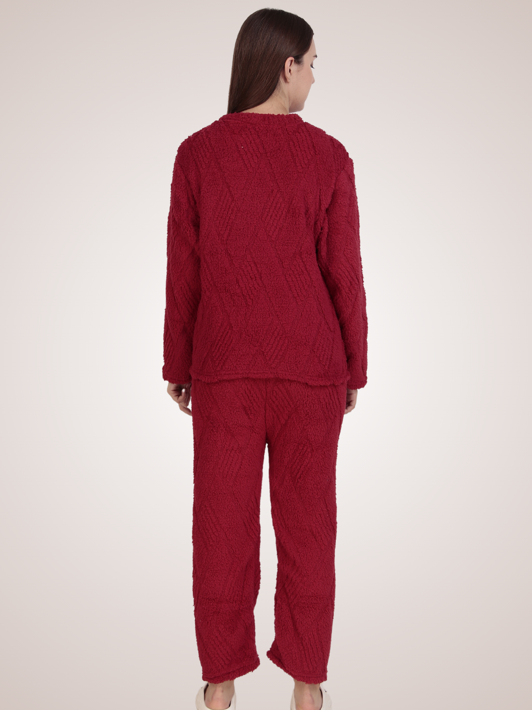 Red Furry Stripes Nightsuit