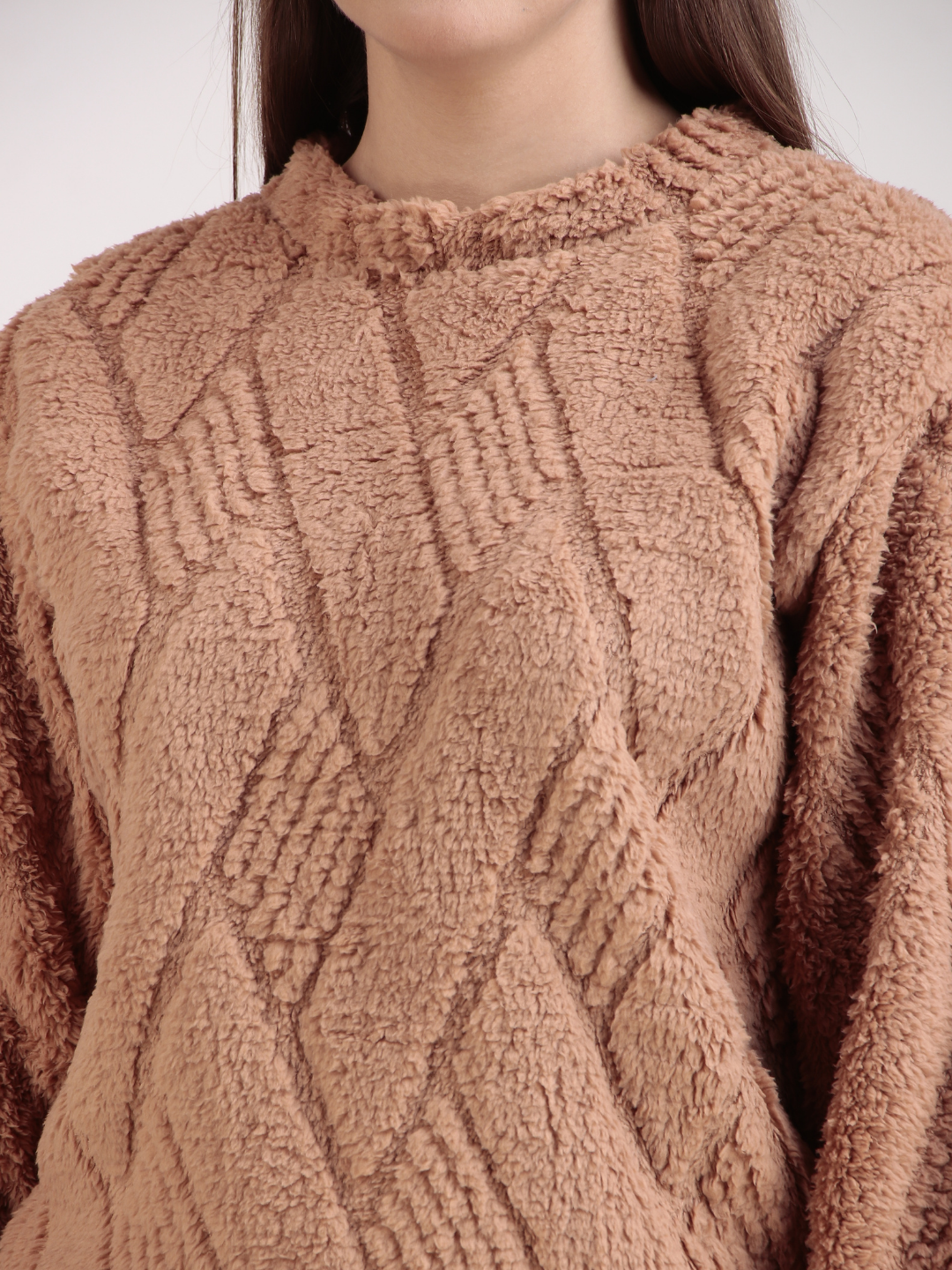 Beige Furry Stripes Nightsuit