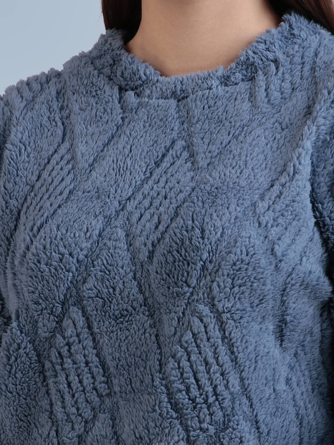 Blue Furry Stripes Nightsuit