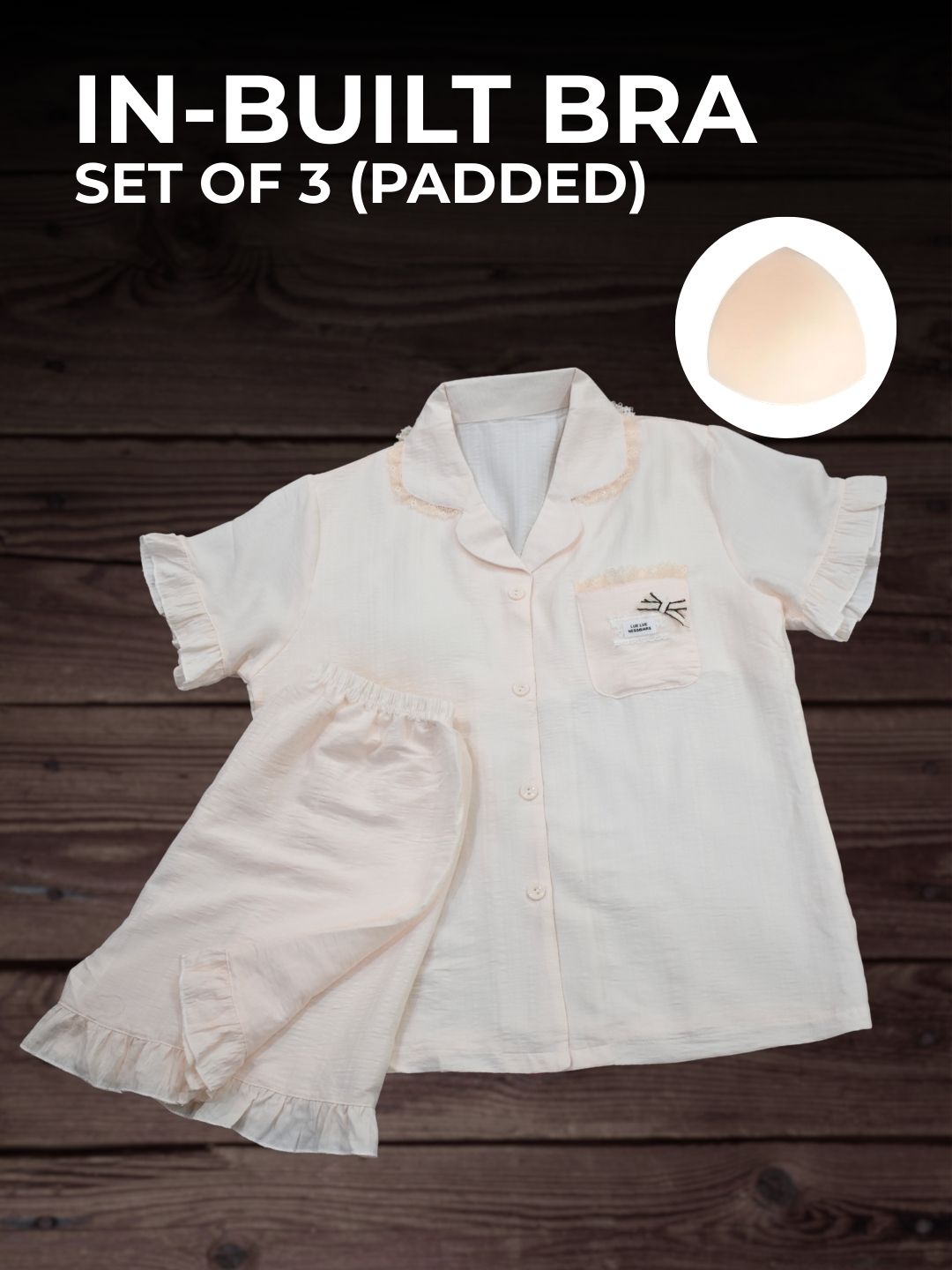 Frilly Dreams Padded Nightsuit Set (3PCS)