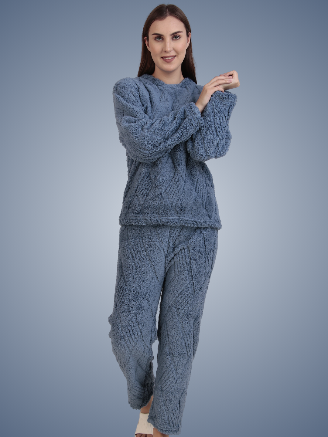 Blue Furry Stripes Nightsuit
