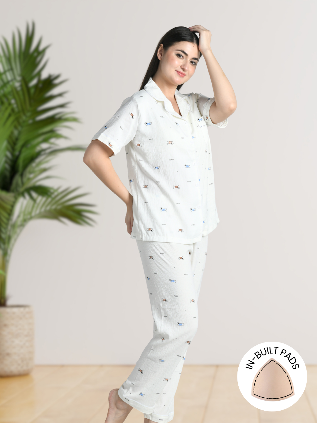 Tail Wags Padded Nightsuit (3 Pc Set)