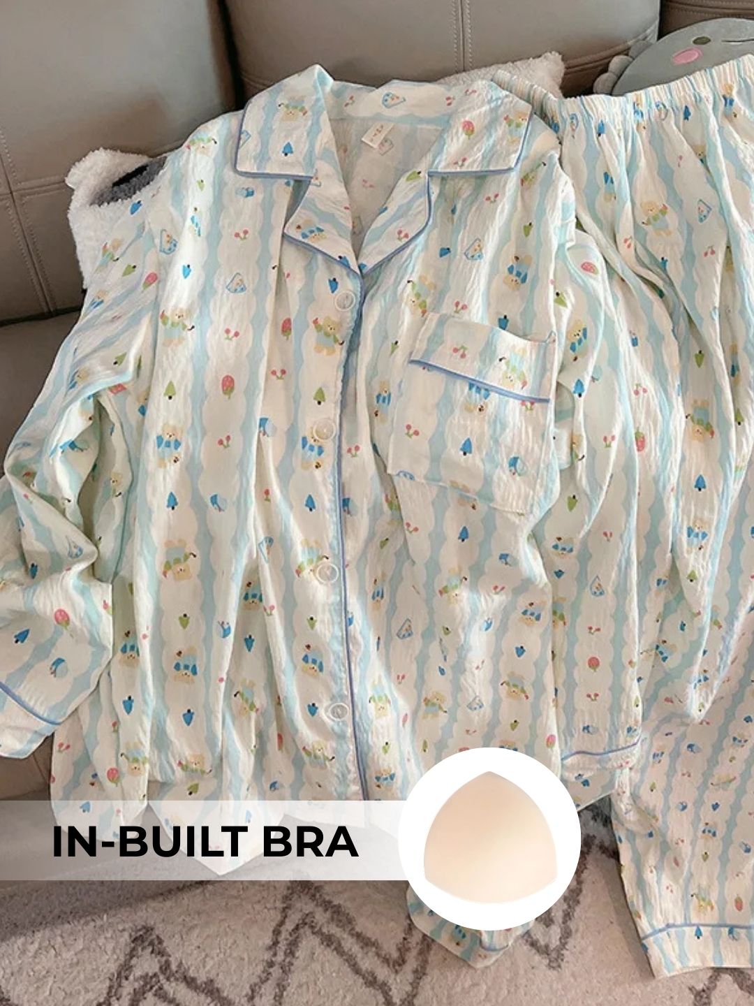 Blueberry Treat Padded Nightsuit Set (3PCS)