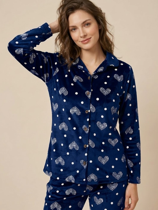 Blu Heart Velvet Nightsuit