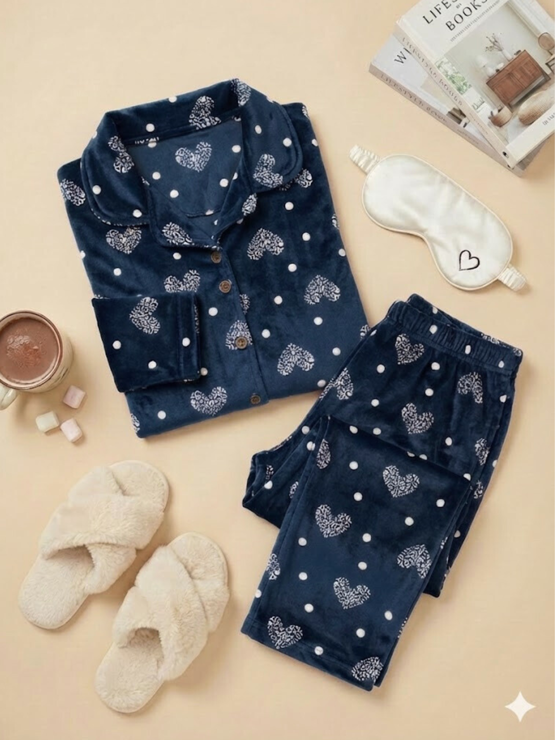 Blu Heart Velvet Nightsuit